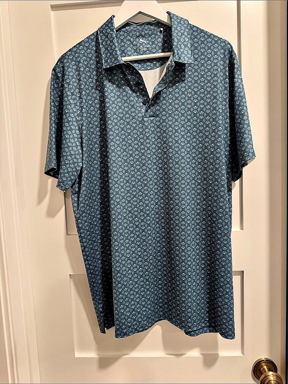 Puma Men's Patterned Polo Blue Size Large